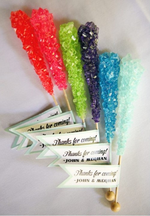 colorful sugar rock candies are amazing for a bold wedding with pop of color is a cool and fun idea