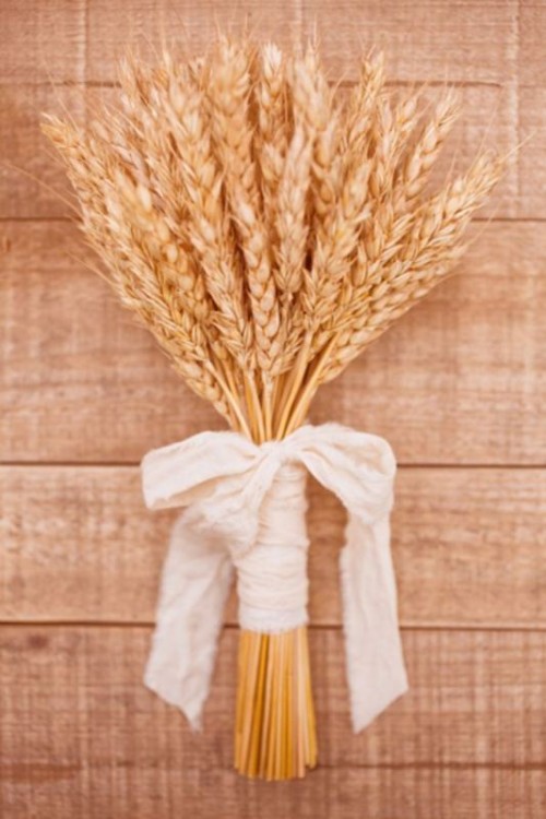 a wheat bouquet for a bride or bridesmaid is a chic and cool rustic idea for a fall wedding