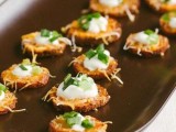 grilled sweet potatoes with cream cheese and greenery are hearty appetizers for the fall