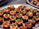 mini tarts with cream cheese, smoked salmon and greenery on top are delicious and not too hearty