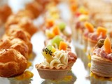 puff pastry, cups and tartlets filled with cream cheese and fruits or vegetables for a fall wedding