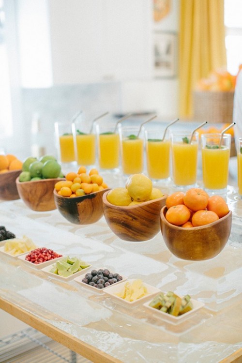 fresh fruit and berries plus fresh juice bar is perfect for a brunch wedding or for a tropical wedding