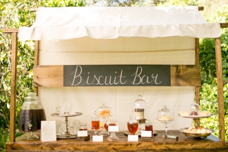 A wedding biscuit bar with various homemade biscuits and various types of drinks and lemonade in the same place