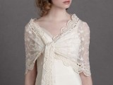 a neutral lace coverup that can be tied up looks pretty and vintage-like, add a touch of romance to your look