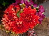 a colorful stripe bouquet wrap is great for a fun and whimsy summer wedding or just a colorful one