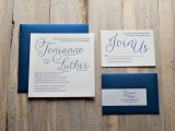 navy and white wedidng invitaiton suite – just add coral touches and go