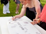 a surf as a guest book is a cool idea for a surfers’ or beach wedding, or if you two are into this sport