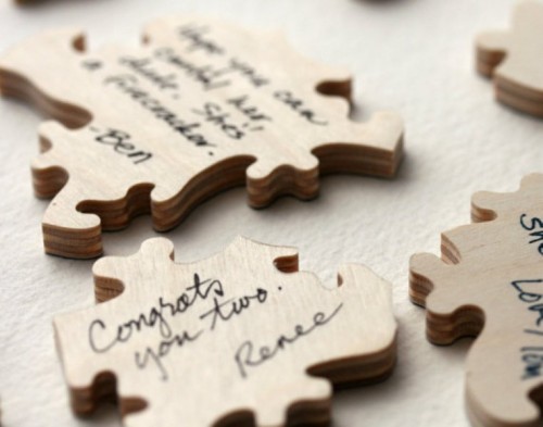 make a gorgeous wooden puzzle and let your guests sign each piece for your couple