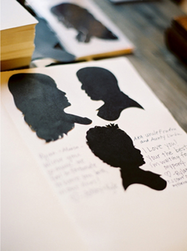 A book with your silhouettes on each page can be signed by your guests and left as a memory