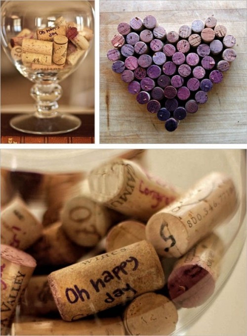 a large glas sor jar filled with wine corks - each guest signs up each cork and voila