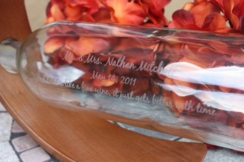 a bottle with your names and dates can accommodate many papers with wishes and signs