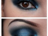 midnight blue and silver smokey eyes are a great ouch of color, if they fit your complexion
