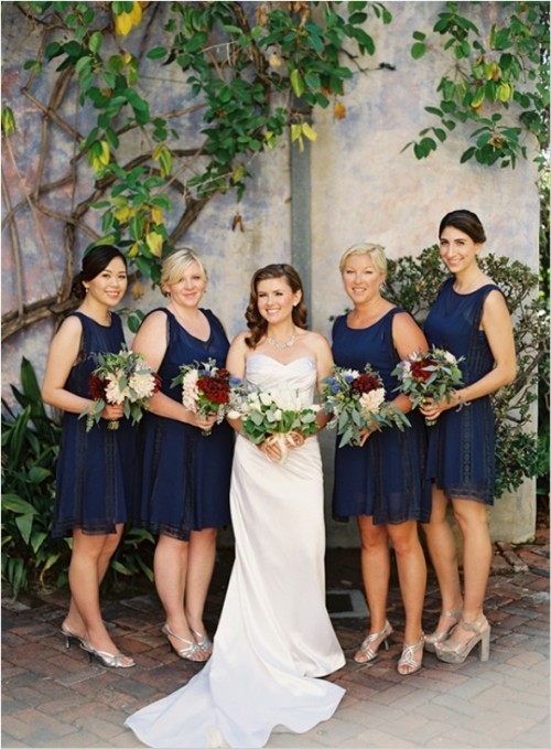 short sleeveless bridesmaid dresses with illusion necklines look chic and very pretty
