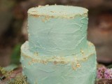 a textural mint-colored wedding cake with gold leaf on the edges is a fantastic idea for a modern wedding with a trendy touch