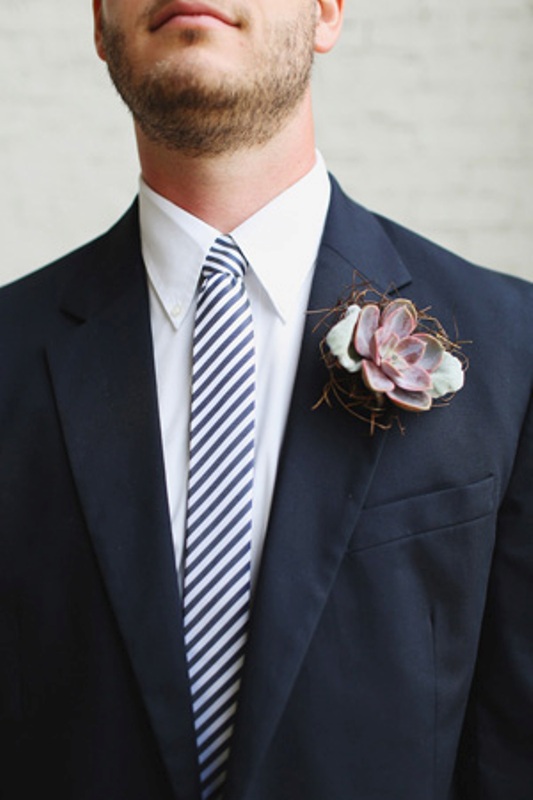 a succulent boutonniere with a bit of hay is a lovely idea for a relaxed rustic wedding and can be used in any season