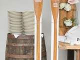 wooden oars with menus are very cool for fun and can be used for a river or lake wedding