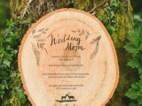 a gorgeous wood burnt wedding menu will fit both a rustic and a woodland wedding