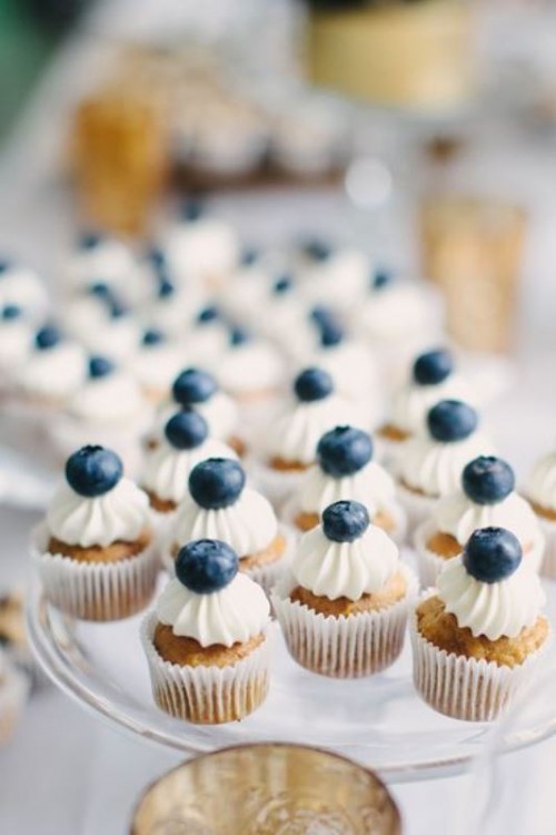mini cupcakes with blueberries on top are delicious berry mini desserts to rock in spring or summer