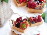 mini cakes with custard, fresh blackberries, strawberries, raspberries and figs are delicious and decadent