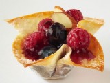 mini berry cups with raspberries, blueberries, cherries and almonds are gorgeous for summer or fall