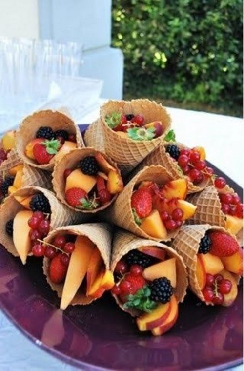 waffle cones filled with fresh fruit and berries are amazing instead of ice cream and much more healthy
