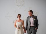 a painted geometric wedding backdrop – just paint whatever you like on the wall and enjoy