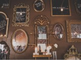 a beautiful wedding backdrop made of lots of vintage mirrors with wishes is a unique idea that will make your ceremony more special