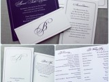 elegant purple and white wedding stationery with calligraphy is a stylish idea