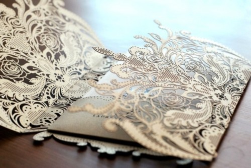 lace laser cut wedding invitation envelopes are adorable for a vintage wedding, they will add chic and interest to your wedding invtation suite