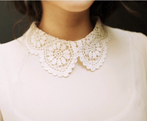 a beautiful lace collar is a lovely addition to a casual or simple high neckline wedding dress, it will add a girlish and vintage touch to the outfit