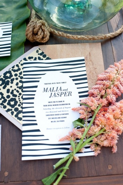 fun safari themed wedding invitations with zebra and leopard prints are fun and bold