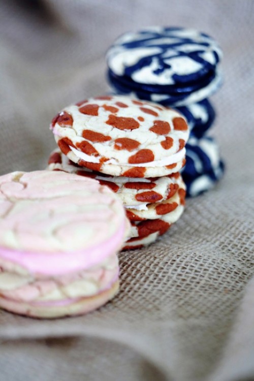 creative patterned cookie sandwiches including a leopard print one is a fun idea for a safari-themed wedding