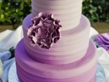 an ombre lilac wedding cake with a lilac sugar effect is a lovely idea for a spring or summer wedding