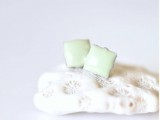 mint square-shaped earrings are nice for brides and bridesmaids to accent the look