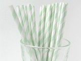 mint and white striped straws will add a color touch to the wedding in mint