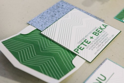 an emerald and white wedding stationery suite for a modern wedding