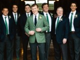 emerald ties and socks and dark green pants for groomsmen is a hot idea