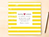 a bold striped wedding invitation with names is a cool and fun idea to rock