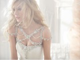 shoulder jewelry is a nice and bold idea to accent your wedding dress without changing your dress