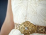 a gorgeous dark gold embellished belt will accent any wedding dress and make it wow