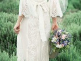 a gorgeous keyhole back and bell sleeves make the dress bolder and cooler, it’s romantic and chic