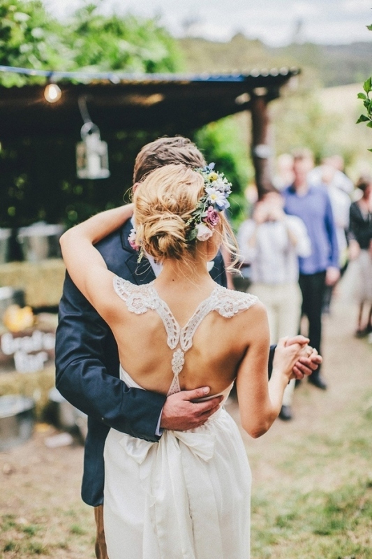 A lace racerback is a cool idea for a boho or rustic bride, it's pretty and simple detailing