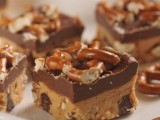 mini fudge pieces with nuts and pretzels on top for more taste