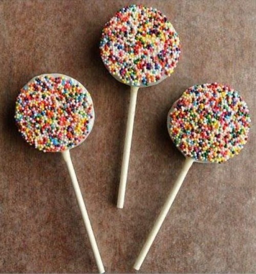 delicious sprinkled cake pops always work for any wedding, they look whimsy and colorful
