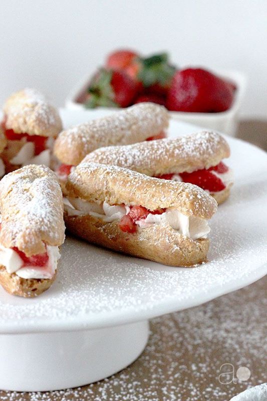 Delicious mini sandwiches with whipped cream and strawberries, such a combo always works