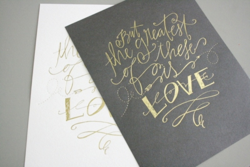 Grey and white stationery with gold calligraphy is a cool idea for any modern wedding