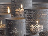 grey laser cut candleholders are great for creating a mood and an ambience