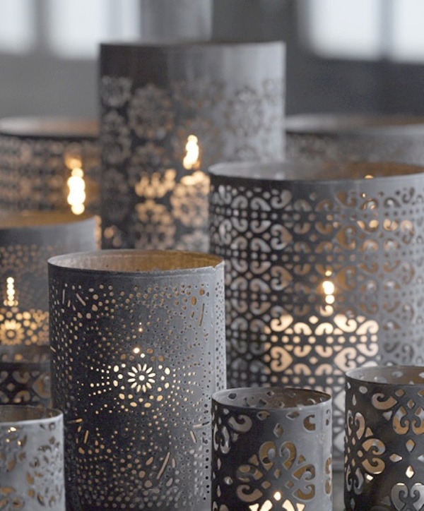 Grey laser cut candleholders are great for creating a mood and an ambience