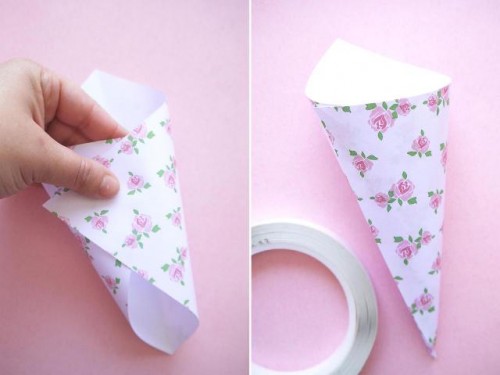 Floral Paper DIY Wedding Confetti Cones