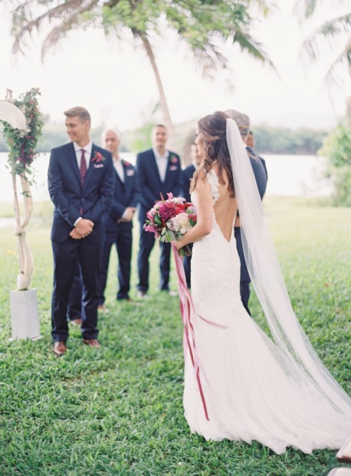 Adorable Berry Colored Hawaii Wedding